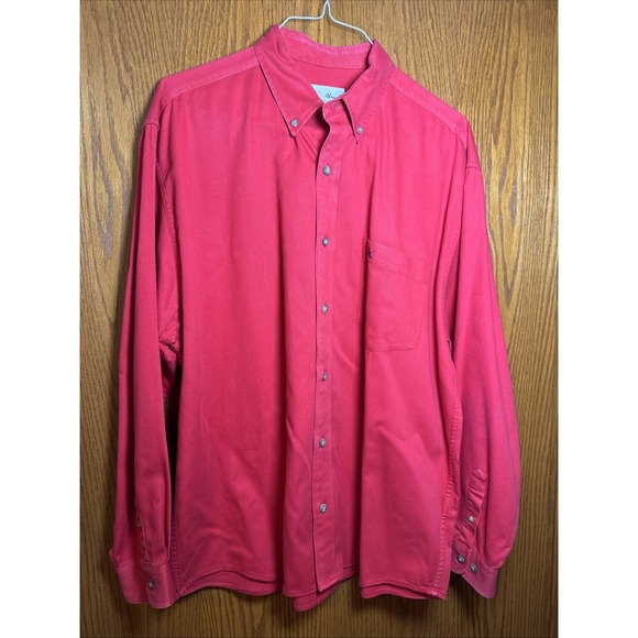 Eddie Bauer‎ 100% Cotton Shirt Men's Large Red Long Sleeve Button Up - Picture 1 of 9